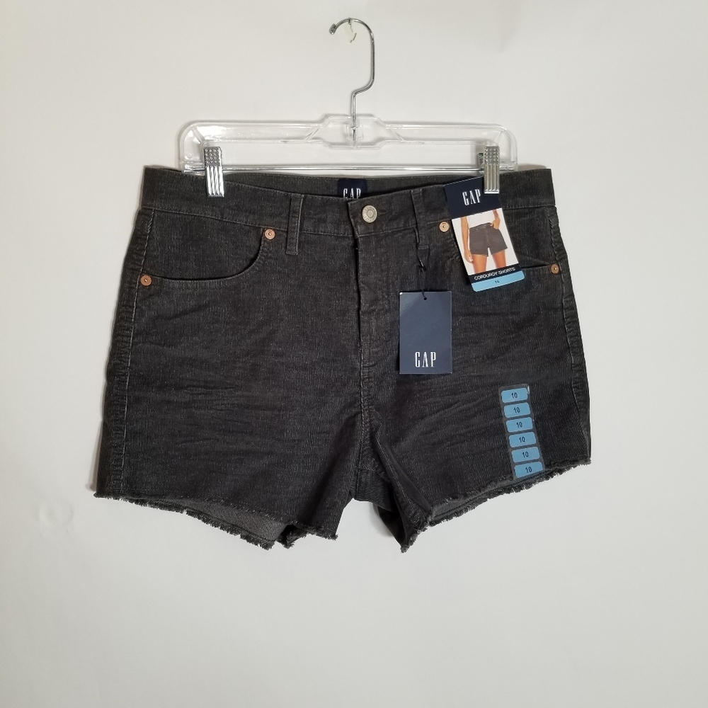 Gap Corduroy Shorts Women's 10 Frayed Hem Black  Silver Bells High Rise New